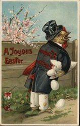 Easter Chicken in Tuxedo Postcard