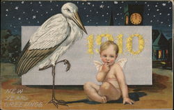 Baby and Stork Postcard