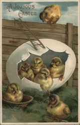 A Joyous Easter with Chicks Hatching Postcard