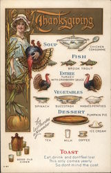 Thanksgiving Menu and Toast Postcard Postcard