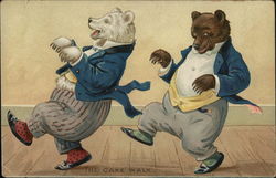 Elegantly Dressed Bears Dancing the Cake Walk Postcard Postcard