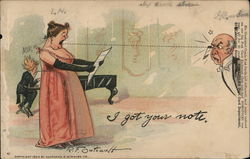 Singing Woman Comic, Funny Postcard Postcard