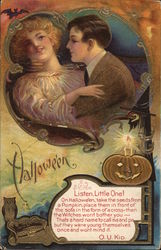 Halloween Couple Kissing Postcard Postcard Postcard