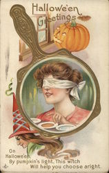 Halloween Greetings Mirror Postcard Postcard