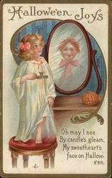 Halloween Joys, Oh may I see By candle's gleam, My sweetheart's face on Halloween Postcard Postcard