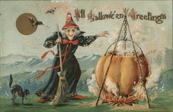 All Halloween Greetings Postcard Postcard