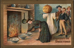 Halloween Greetings with Party Games Postcard