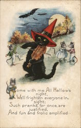 Come with me All Hallow's night, We'll frighten everyone in sight; Such pranks, for once, are justified, And fun and frolic ampl Postcard