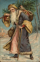 A Merry Christmas - Santa in Purple Robe Postcard