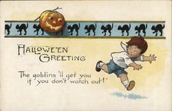 Halloween Greeting, The goblins'll get you if you don't watch out! Postcard