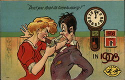 Don't You Think It's Time to Marry in 1908? Leap Year Postcard Postcard