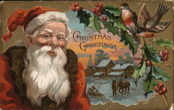 Christmas Greetings with Santa Santa Claus Postcard Postcard