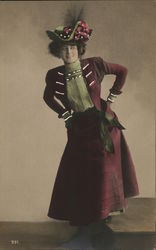 Woman in Purple Dress Postcard