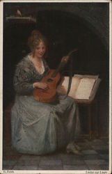 Woman Playing Music Postcard Postcard