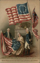 Betsy Ross Making the First Flag with Stars and Stripes Postcard