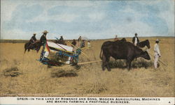 Cows and Farmers in a Field Farming Postcard Postcard