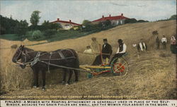 Finnish Farmers Reaping Farming Postcard Postcard