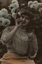 Woman Pinching Her Lip Postcard