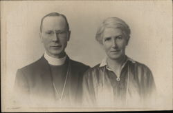 Reverend and Wife Religious Postcard Postcard