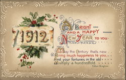 1912 A Bright and a Happy New Year To You Postcard