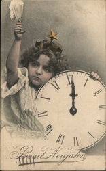 Girl Celebrates New Year Children Postcard Postcard