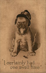 Dog Wearing Broken Top Hat Postcard