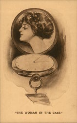 Picture of Woman in Watch Case Postcard