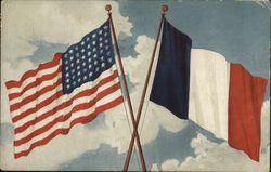 United States and French Flag Postcard