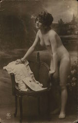 Nude Woman with Chair Risque & Nude Postcard Postcard