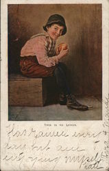 Boy Peeling Orange Postcard