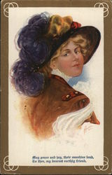 Woman Wearing Fancy Hat Postcard