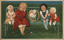 Children and a Lamb Postcard