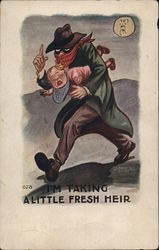 Baby thief - "I'm taking a little fresh heir" Crooks Postcard Postcard