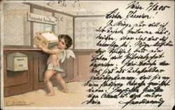 Winged Cupid Delivering Mail Postcard