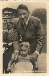 Adolf Hitler with Young Girl Nazi Germany Postcard Postcard