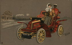 Woman and Man in Car Postcard