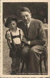 Hitler with Boy, 1936 Postcard