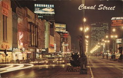 World-Famous Canal Street at Night New Orleans, LA Postcard Postcard Postcard