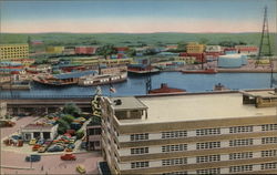 Birdseye View Municipal Terminal and Harbor Postcard