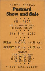 1981 Ninth Annual Postcard Show and Sale Elkhart, IN Postcard Postcard Postcard