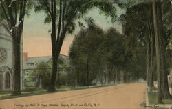 Looking up Main St. from Masonic Temple Postcard