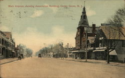 Main Avenue, showing Association Building Ocean Grove, NJ Postcard Postcard Postcard