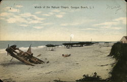 Wreck of the Nahum Chapin on Long Island Quogue, NY Postcard Postcard Postcard