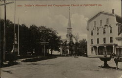 Soldier's Monument and Congregational Church Postcard