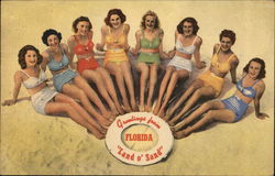 Greetings From "Land O' Sand" Florida Swimsuits & Pinup Postcard Postcard Postcard