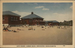 Bath Houses, Carson Beach Postcard