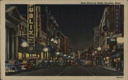 Main Street by Night Brockton, MA Postcard Postcard Postcard