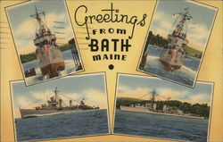 Greetings from Bath, Maine Postcard Postcard Postcard