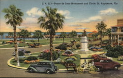 Ponce de Leon Monument and Circle Postcard