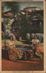 Two Senoritas by the Wishing Well Postcard